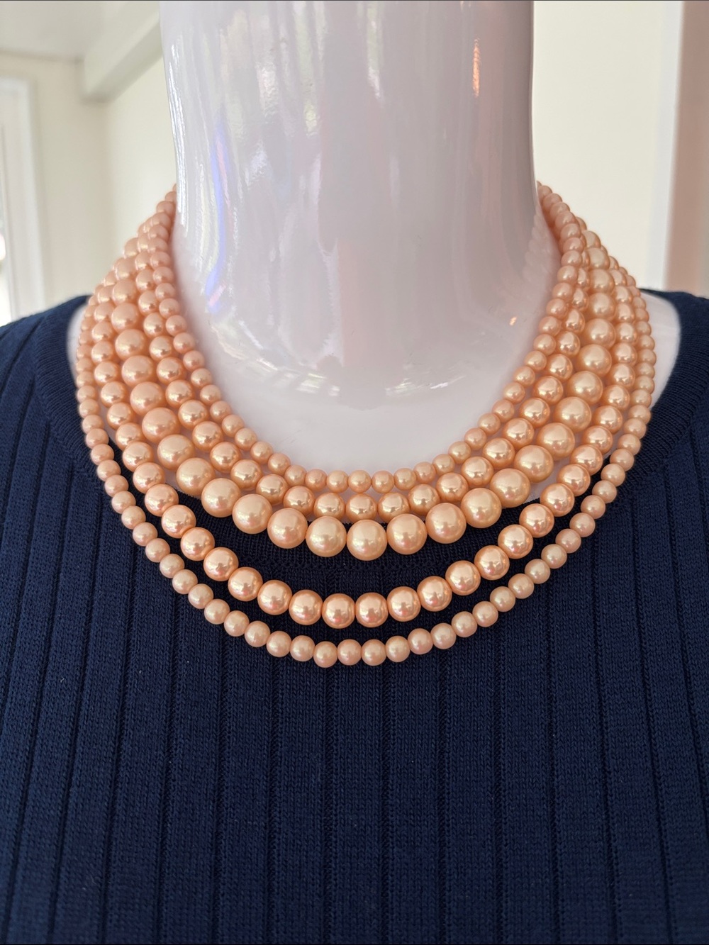 VTG Richelieu Multi strand Salmon Faux Pearl Choker